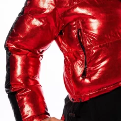 AKIRA TOUR METALLIC PUFFER COAT -AZALEA WANG Shop akira tour metallic puffer coat red multi 10 10