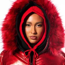 AKIRA TOUR METALLIC PUFFER COAT -AZALEA WANG Shop akira tour metallic puffer coat red multi 3 3