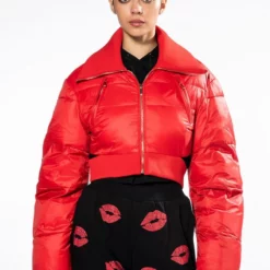 ALL IN MOTION CROP PUFFER -AZALEA WANG Shop all in motion crop puffer red 5 5