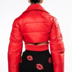 ALL IN MOTION CROP PUFFER -AZALEA WANG Shop all in motion crop puffer red 7 7