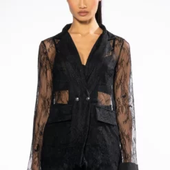 ALL OVER LACE BLAZER 11 ALL OVER LACE BLAZER -AZALEA WANG Shop all over lace blazer black 3 3