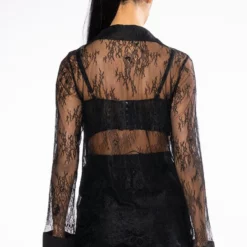 ALL OVER LACE BLAZER 13 ALL OVER LACE BLAZER -AZALEA WANG Shop all over lace blazer black 5 5