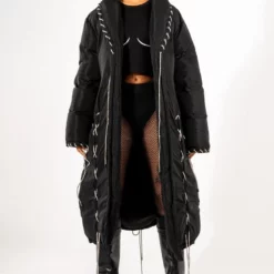 ALL THAT GLITTERS RHINESTONE SHOE LACE UP PUFFER -AZALEA WANG Shop all that glitters rhinestone shoe lace up puffer black silver 4 4 c1 c1