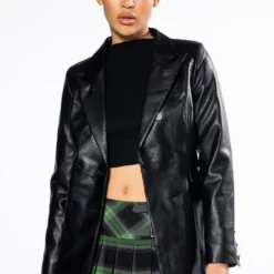 ALL YOU NEED PU BLAZER WITH BELT