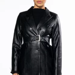 ALL YOU NEED PU BLAZER WITH BELT -AZALEA WANG Shop all you need pu blazer with belt black 4 4