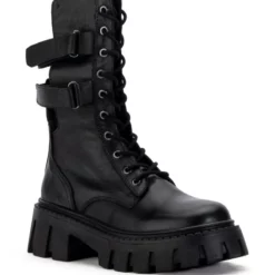 GENUINE LEATHER ASPECT LACE UP BOOTIE IN BLACK -AZALEA WANG Shop aspect genuine leather lace up bootie in black black 3 3