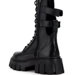 GENUINE LEATHER ASPECT LACE UP BOOTIE IN BLACK -AZALEA WANG Shop aspect genuine leather lace up bootie in black black 4 4