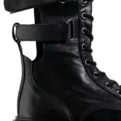 GENUINE LEATHER ASPECT LACE UP BOOTIE IN BLACK -AZALEA WANG Shop aspect genuine leather lace up bootie in black black 5 5