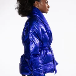 AURTURA LUXE METALLIC BLUE PUFFER COAT -AZALEA WANG Shop aurtura luxe metallic blue puffer coat blue 6 6