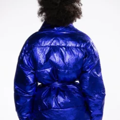 AURTURA LUXE METALLIC BLUE PUFFER COAT -AZALEA WANG Shop aurtura luxe metallic blue puffer coat blue 7 7