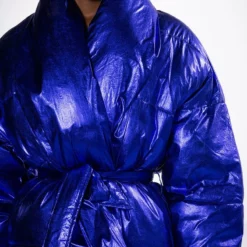 AURTURA LUXE METALLIC BLUE PUFFER COAT -AZALEA WANG Shop aurtura luxe metallic blue puffer coat blue 8 8