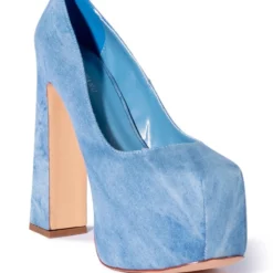 AZALEA WANG ABSOLUTELY OBSESSED CHUNKY HEEL DENIM PLATFORM PUMP -AZALEA WANG Shop azalea wang absolutely obsessed chunky heel denim platform pump denim 3 3