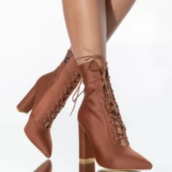 AZALEA WANG ALL FOR YOU CHUNKY BOOTIE IN RUST