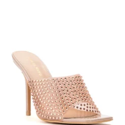 AZALEA WANG ALL ME RHINESTONE EMBELLISHED NUDE MULE -AZALEA WANG Shop azalea wang all me rhinestone embellished nude mule nude 3 3