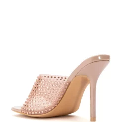 AZALEA WANG ALL ME RHINESTONE EMBELLISHED NUDE MULE -AZALEA WANG Shop azalea wang all me rhinestone embellished nude mule nude 4 4