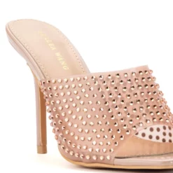 AZALEA WANG ALL ME RHINESTONE EMBELLISHED NUDE MULE -AZALEA WANG Shop azalea wang all me rhinestone embellished nude mule nude 5 5