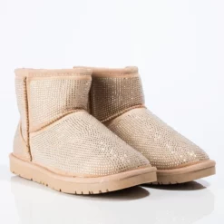 AZALEA WANG ALL NIGHT LONG RHINESTONE MINI ANKLE BOOTIES -AZALEA WANG Shop azalea wang all night long multi stone mini ankle booties taupe 4c1