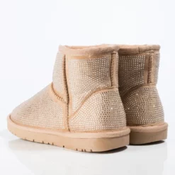 AZALEA WANG ALL NIGHT LONG RHINESTONE MINI ANKLE BOOTIES -AZALEA WANG Shop azalea wang all night long multi stone mini ankle booties taupe 5c1