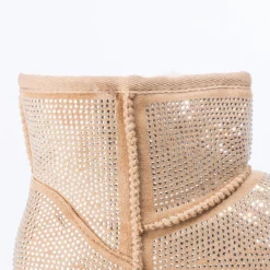 AZALEA WANG ALL NIGHT LONG RHINESTONE MINI ANKLE BOOTIES -AZALEA WANG Shop azalea wang all night long multi stone mini ankle booties taupe 6