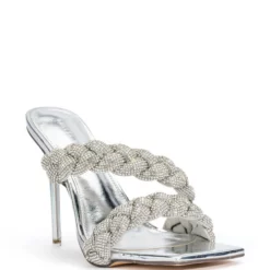 AZALEA WANG ANNABELLE EMBELLISHED STILETTO SANDAL IN SILVER -AZALEA WANG Shop azalea wang annabelle embellished stiletto sandal in silver silver 3 3