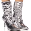 AZALEA WANG ARIELLA SLOUCH STILETTO BOOTIE IN SILVER -AZALEA WANG Shop azalea wang ariella slouch stiletto bootie in silver silver 1 1