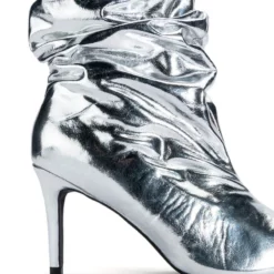 AZALEA WANG ARIELLA SLOUCH STILETTO BOOTIE IN SILVER -AZALEA WANG Shop azalea wang ariella slouch stiletto bootie in silver silver 5 5