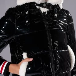 AZALEA WANG ASPEN SKI TRIP PUFFER WITH VARSITY TRIM -AZALEA WANG Shop azalea wang aspen ski trip puffer with varsity trim black multi 7 7