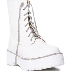 AZALEA WANG ATTENTIVE EMBELLISHED BOOTIE IN WHITE -AZALEA WANG Shop azalea wang attentive embellished bootie in white white 3 3