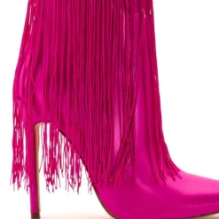AZALEA WANG AVERI EMBELLISHED FRINGE BOOTIE IN PINK -AZALEA WANG Shop azalea wang averi embellished fringe bootie in pink pink 5 5