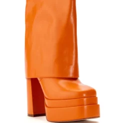 AZALEA WANG BABY FOLD OVER BOOTIE IN ORANGE -AZALEA WANG Shop azalea wang baby fold over bootie in orange orange 3 3