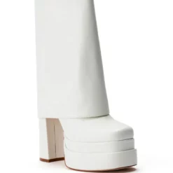 AZALEA WANG BABY FOLD OVER CHUNKY BOOT IN WHITE -AZALEA WANG Shop azalea wang baby fold over chunky boot in white white 3 3 c1