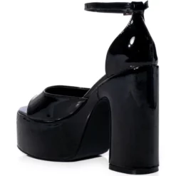 AZALEA WANG BALI GLITTER CHUNKY SANDAL IN BLACK PATENT -AZALEA WANG Shop azalea wang bali glitter chunky sandal in black patent black patent 4 4