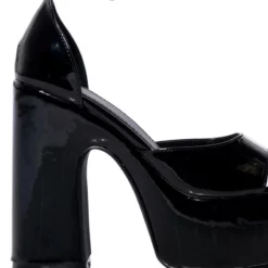 AZALEA WANG BALI GLITTER CHUNKY SANDAL IN BLACK PATENT -AZALEA WANG Shop azalea wang bali glitter chunky sandal in black patent black patent 5 5