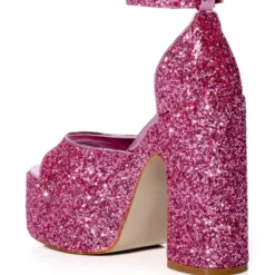 AZALEA WANG BALI GLITTER CHUNKY SANDAL IN SILVER -AZALEA WANG Shop azalea wang bali glitter chunky sandal in silver pink 4 4