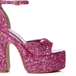 AZALEA WANG BALI GLITTER CHUNKY SANDAL IN SILVER -AZALEA WANG Shop azalea wang bali glitter chunky sandal in silver pink 5 5