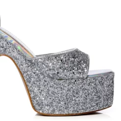 AZALEA WANG BALI GLITTER CHUNKY SANDAL IN SILVER -AZALEA WANG Shop azalea wang bali glitter chunky sandal in silver silver 5 5