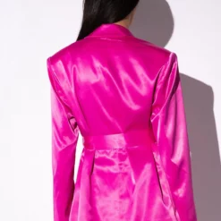 AZALEA WANG BAR NONE SATIN BLAZER WITH TIE SASH -AZALEA WANG Shop azalea wang bar none satin blazer with tie sash neon pink 5 5