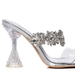 AZALEA WANG BARBADOS CHUNKY MULE JEWEL PUMP IN SILVER -AZALEA WANG Shop azalea wang barbados chunky mule jewel pump in silver silver 5 5