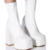 AZALEA WANG BE YOUR GIRL CHUNKY PLATFORM BOOTIE WITH 4 WAY STRETCH IN WHITE -AZALEA WANG Shop azalea wang be your girl chunky platform bootie in white white 1 1