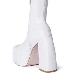 AZALEA WANG BE YOUR GIRL CHUNKY PLATFORM BOOTIE WITH 4 WAY STRETCH IN WHITE -AZALEA WANG Shop azalea wang be your girl chunky platform bootie in white white 4 4