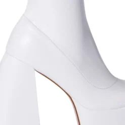 AZALEA WANG BE YOUR GIRL CHUNKY PLATFORM BOOTIE WITH 4 WAY STRETCH IN WHITE -AZALEA WANG Shop azalea wang be your girl chunky platform bootie in white white 5 5