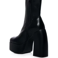 AZALEA WANG BE YOUR GIRL CHUNKY PLATFORM BOOTIE WITH 4 WAY STRETCH IN BLACK -AZALEA WANG Shop azalea wang be your girl chunky platform bootie with four way stretch in black black 4 4