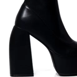 AZALEA WANG BE YOUR GIRL CHUNKY PLATFORM BOOTIE WITH 4 WAY STRETCH IN BLACK -AZALEA WANG Shop azalea wang be your girl chunky platform bootie with four way stretch in black black 5 5