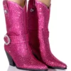 AZALEA WANG BIG SLAY RHINESTONE EMBELLISHED WESTERN BOOTIE IN PINK -AZALEA WANG Shop azalea wang big slay rhinestone embellished western bootie in pink pink 1 1