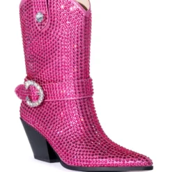 AZALEA WANG BIG SLAY RHINESTONE EMBELLISHED WESTERN BOOTIE IN PINK -AZALEA WANG Shop azalea wang big slay rhinestone embellished western bootie in pink pink 3 3