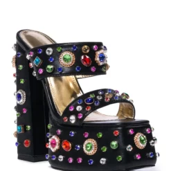 AZALEA WANG BREEZE EMBELLISHED CHUNKY SANDAL IN BLACK 9 AZALEA WANG BREEZE EMBELLISHED CHUNKY SANDAL IN BLACK -AZALEA WANG Shop azalea wang breeze embellished chunky sandal in black black 3 3