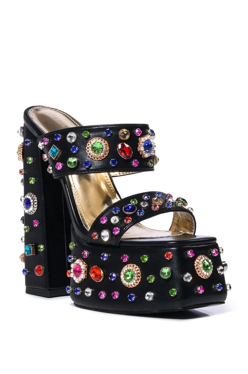 AZALEA WANG BREEZE EMBELLISHED CHUNKY SANDAL IN BLACK 5 AZALEA WANG BREEZE EMBELLISHED CHUNKY SANDAL IN BLACK - Image 3