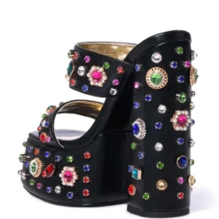 AZALEA WANG BREEZE EMBELLISHED CHUNKY SANDAL IN BLACK 10 AZALEA WANG BREEZE EMBELLISHED CHUNKY SANDAL IN BLACK -AZALEA WANG Shop azalea wang breeze embellished chunky sandal in black black 4 4