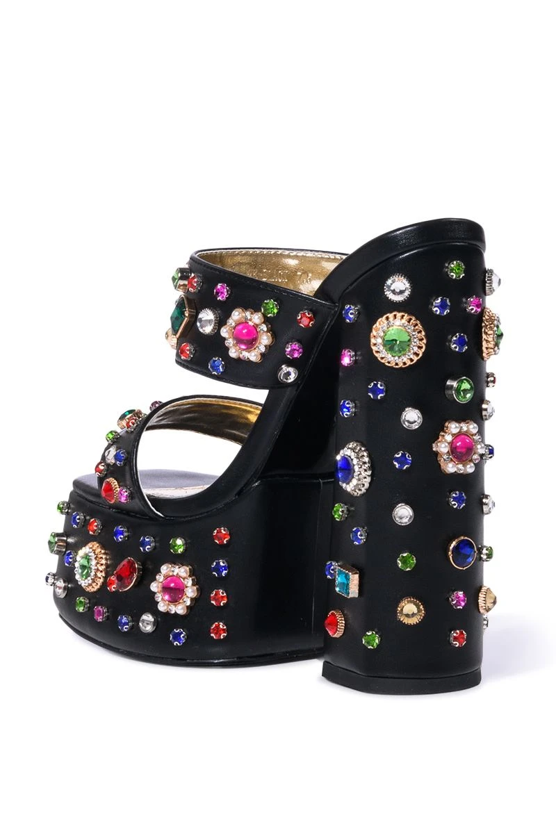 AZALEA WANG BREEZE EMBELLISHED CHUNKY SANDAL IN BLACK 6 AZALEA WANG BREEZE EMBELLISHED CHUNKY SANDAL IN BLACK - Image 4