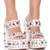 AZALEA WANG BREEZE EMBELLISHED CHUNKY SANDAL IN WHITE -AZALEA WANG Shop azalea wang breeze embellished chunky sandal in white white 1 1